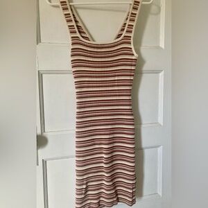 NWT Abercrombie and Fitch Brown and Cream Ribbed Dress M